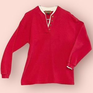 3/$10 63 Limited Jeans Sweater 16 Henley Red Waffle Weave